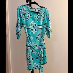 Freeway Tribal Print Dress in Turquoise